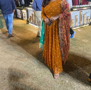 Anarkali Kurta - Yelllow Mustered Color