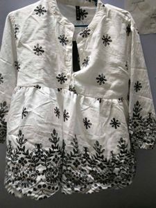 White Kurta with Black Embroidery