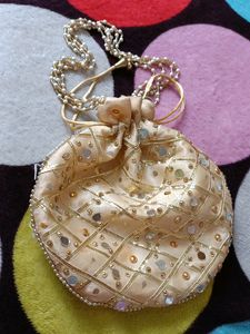 Golden Cream Potli Bag