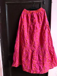 Pink Broderie Anglaise Ethnic Skirt