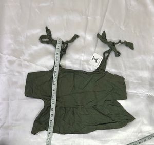 IMPORTED Chic Olive Green Ruffle Camisole Top