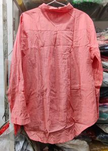 Coral Button-Up Oversized Shirt