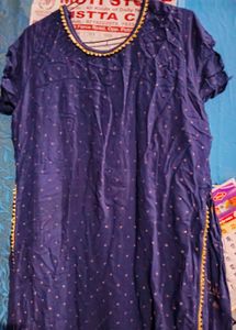 Purple Kurta with Gold Polka Dots