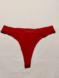 Calvin Klein Women's Red Logo Thong | Size M