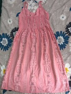Pink Button-Front Midi Dress