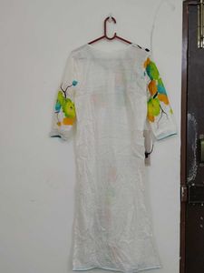 White Kurta with Floral Print