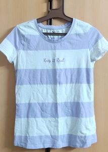 Striped T-Shirt with "Keep it Real" Slogan
