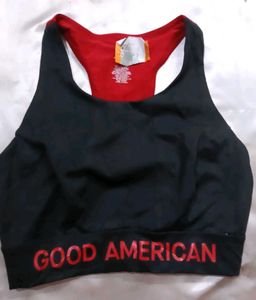 GOOD AMERICAN Black &amp; Red Sports Bra