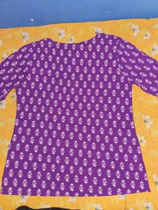 Purple Kurta with White Print