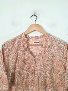 Cream Embroidered Kurti (Women's)
