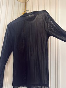 Sheer Black Turtleneck Top