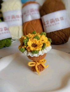 Crocheted Sunflower Keychain