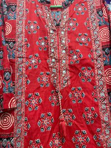 Vibrant Red Ethnic Kurta Set with Dupatta