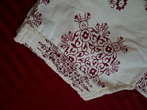 Elegant White Blouse with Maroon Print