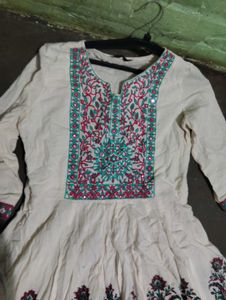 Beautiful White Embroidered Anarkali Kurta
