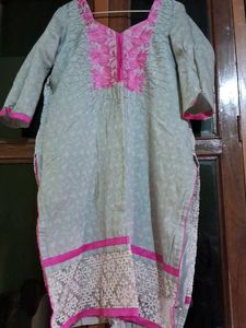 Elegant festive satin kurta and salwar