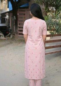 Women's Pink Printed Kurta Set | Size