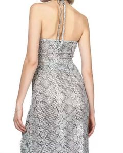 Sparkling Silver Snake Print Halter Top