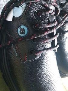 safty shoes for Men's Black Leather Lace-Up