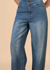 High-Waisted Wide-Leg Denim Jeans