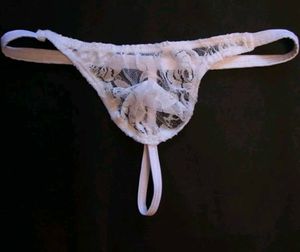 Men's White Lace G-string Thong