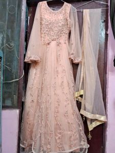 Elegant Peach Embroidered Anarkali