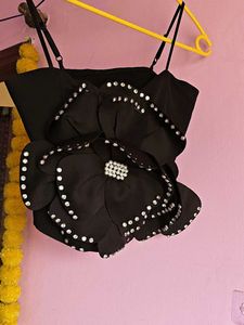 Stunning Black Embellished Floral Top