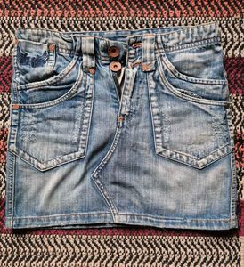 Distressed Denim Mini Skirt