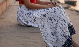 Floral Print Tiered Long Skirt