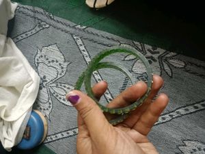 Green Embellished Bangles