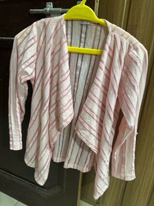 Pink Striped Casual Top