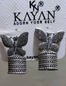 Kayan Silver Butterfly Jhumka Earrings