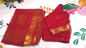 Red Silk Saree with kurti set