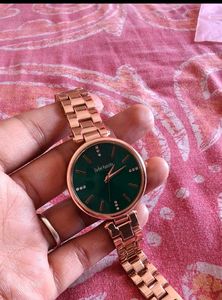 Elegant Rose Gold & Green Watch