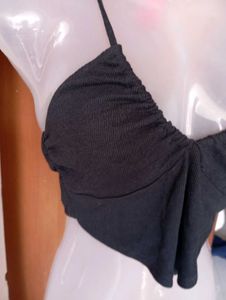 Black Halter Neck Crop Top