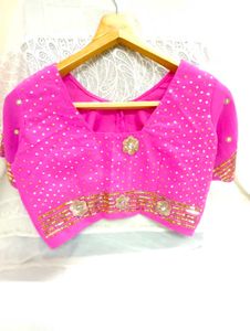 Pink Embellished Saree &amp; Blouse