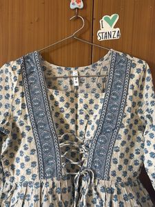 Boho Blue &amp; Beige Print Kurta