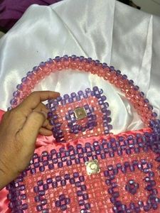 Beaded Clutch Purse - Pink &amp; Purple