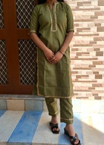 Olive Green Kurti Pant Set