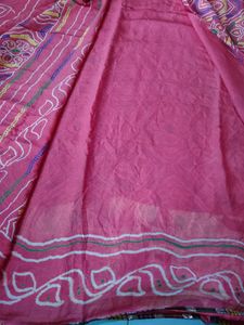 'Pink' Chundari Saree With Blouse