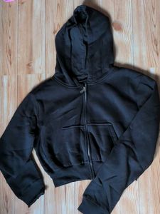 Black Cropped Zip-Up Hoodie size small to xs