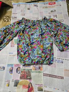Boho Floral Off-Shoulder Bell Sleeve Top