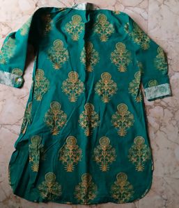 Green Kurta with Yellow Print