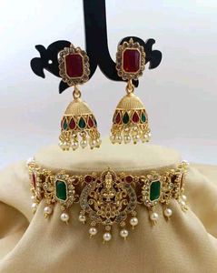 Rose gold plated Necklace with pretty earings