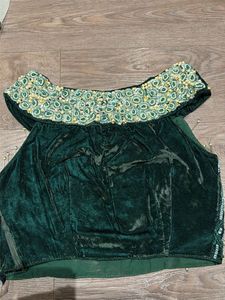 Sea Green Off-Shoulder Sequin Lehenga Set