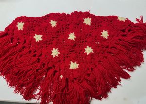 Beautiful Red N White Poncho For 2-4 Yrs