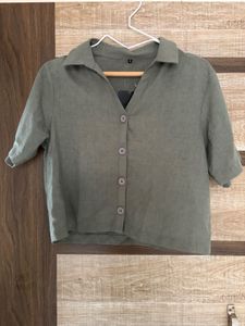 Olive Green Button-Up resort shirt