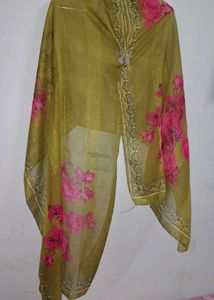 navratri heavy Dupatta net sequence green red