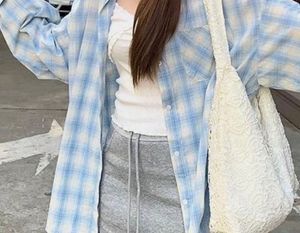 Blue Plaid Oversized Shirt