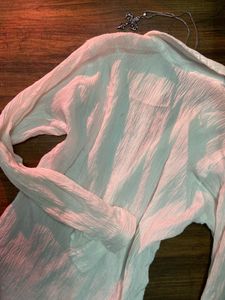 Crinkle Texture Button-Up Shirt